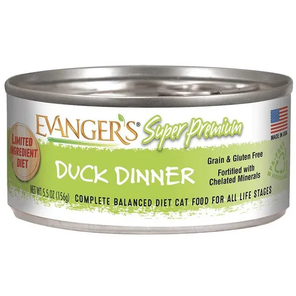 24/5.5 oz. Evanger's Super Premium Duck Dinner For Cats - Food